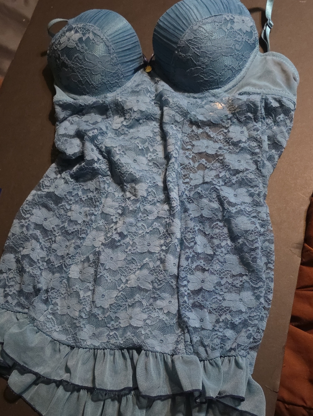 Jessica Simpson Teal Lace Bustier Slip
